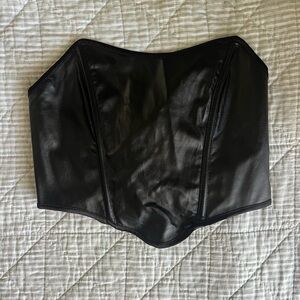 Amazon Black Faux Leather Crop Top